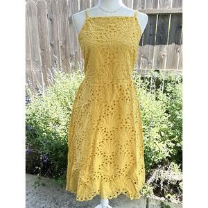 Andie Swim The Roatan Dress Women's Size XL Eyelet Cutout Back Yellow Beachy NWT